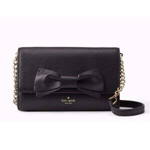 KATE SPADE Olive Drive Marcy Black Leather Bow Crossbody Bag